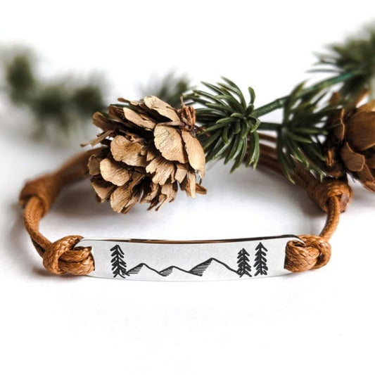 Mountain Landscape Leather Bracelet